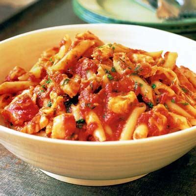 Penne Arrabbiata with Flaked Cod .